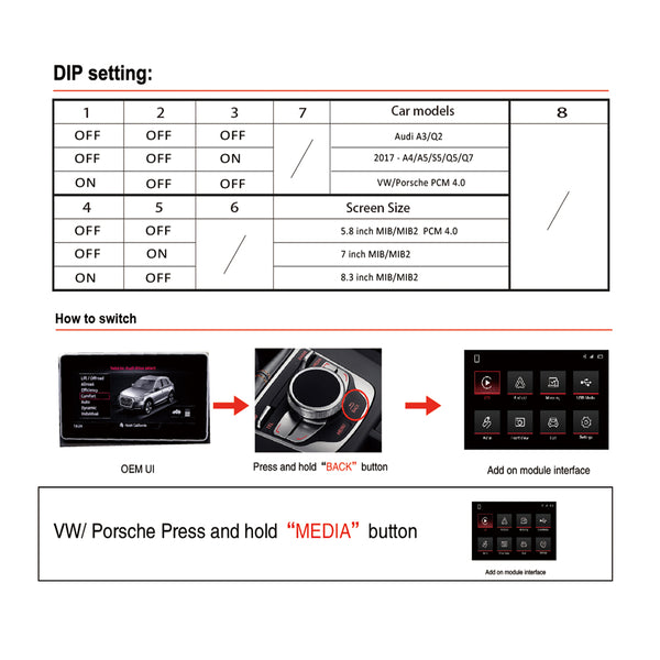 CarPlay Integration Kit for VW/AUDI/Porsche with MIB1/2 System (VI-AD-220C3)